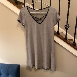 Black and white striped dress